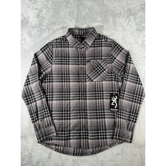 Browning Other - Browning Shirt Mens Medium Black‎ Grey Plaid Long Sleeve Button Up NWT